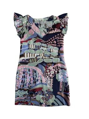 See by Chloé Pastel Floral Print Dress - Mint, Pink & Navy